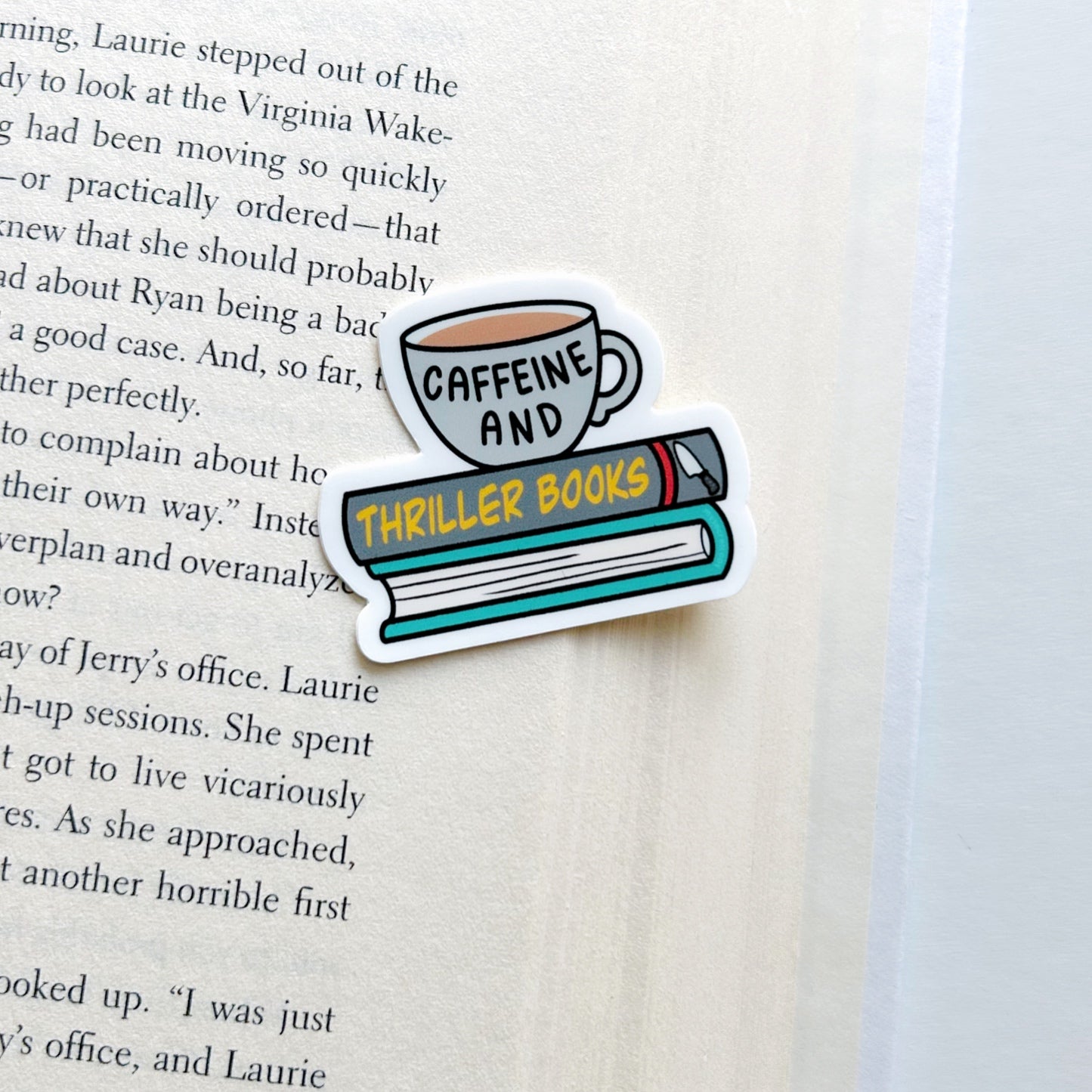 Caffeine and Thrillers Fiction Sticker