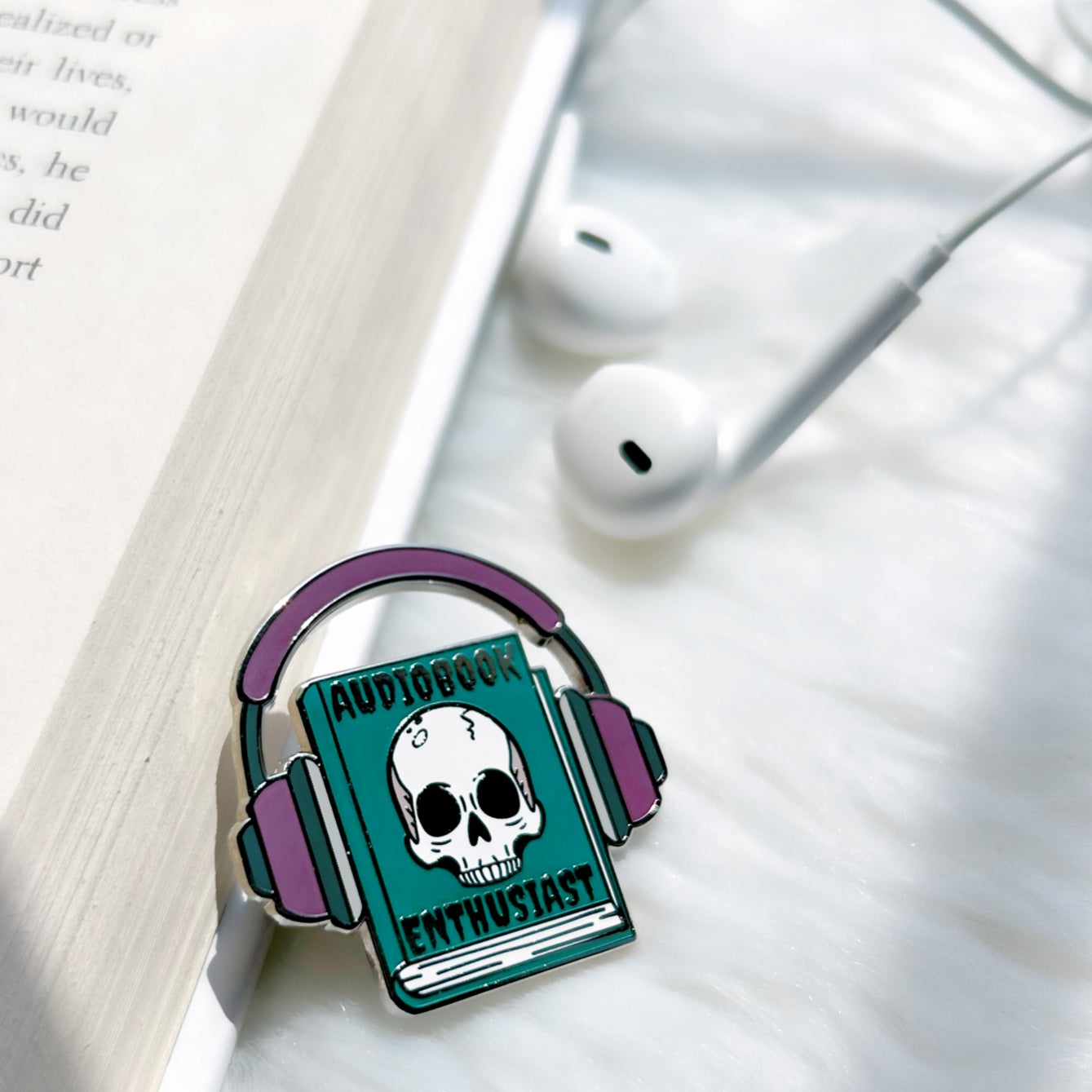 Dark Audiobook Enthusiast Enamel Pin