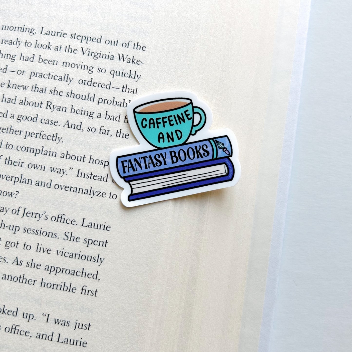 Caffeine and Fantasy Books Sticker