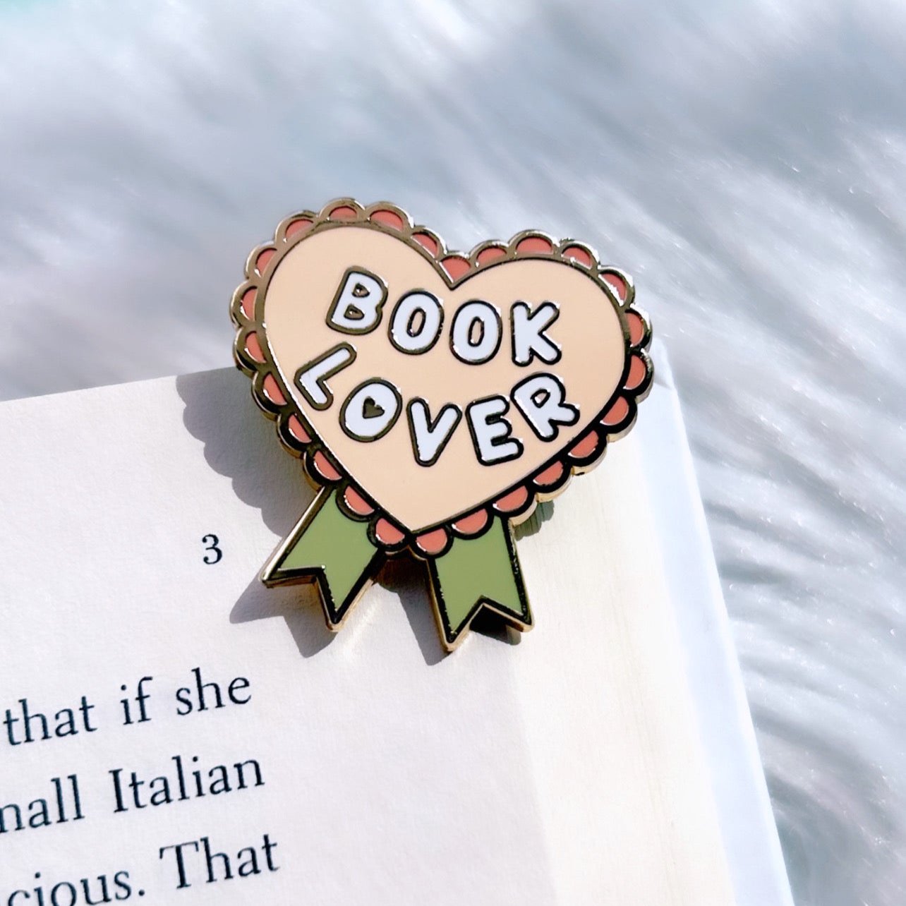 Peach Book Lover Enamel Pin
