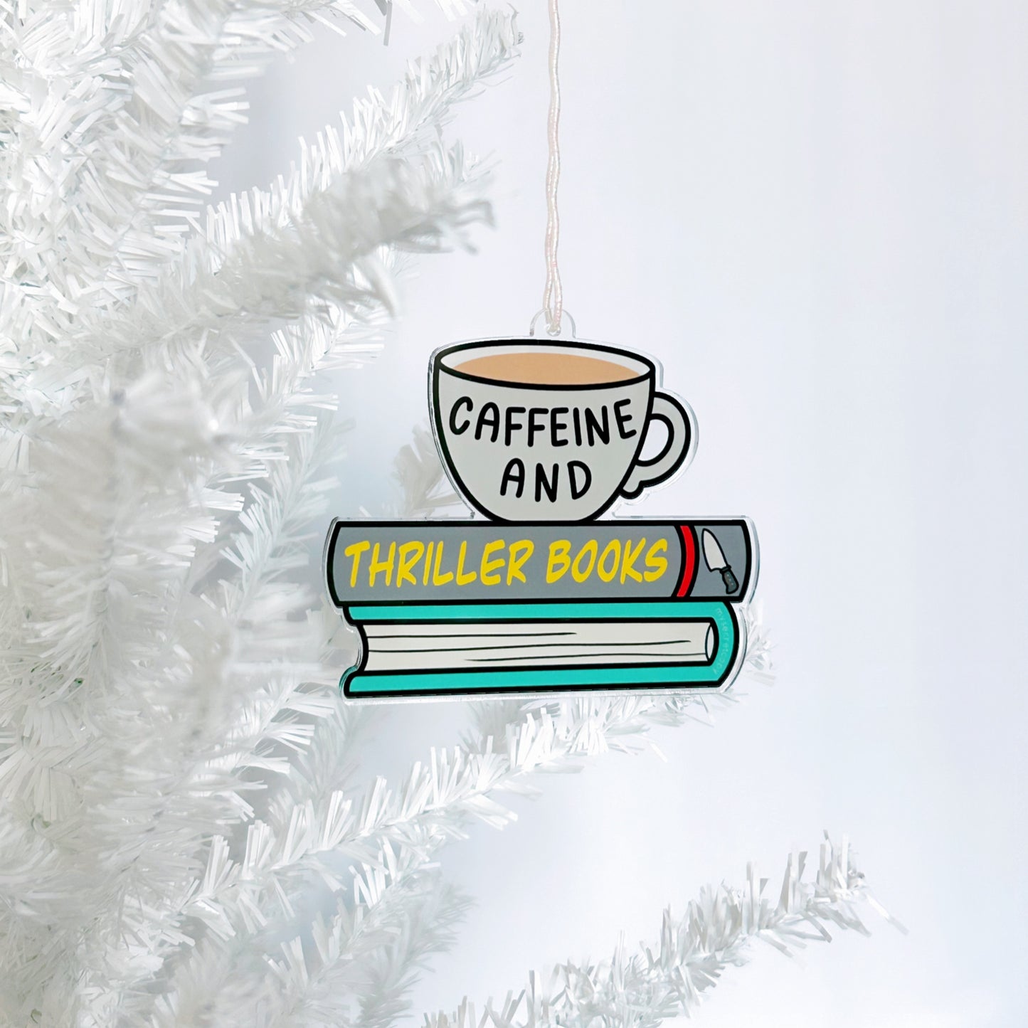 Caffeine and Thrillers Ornament