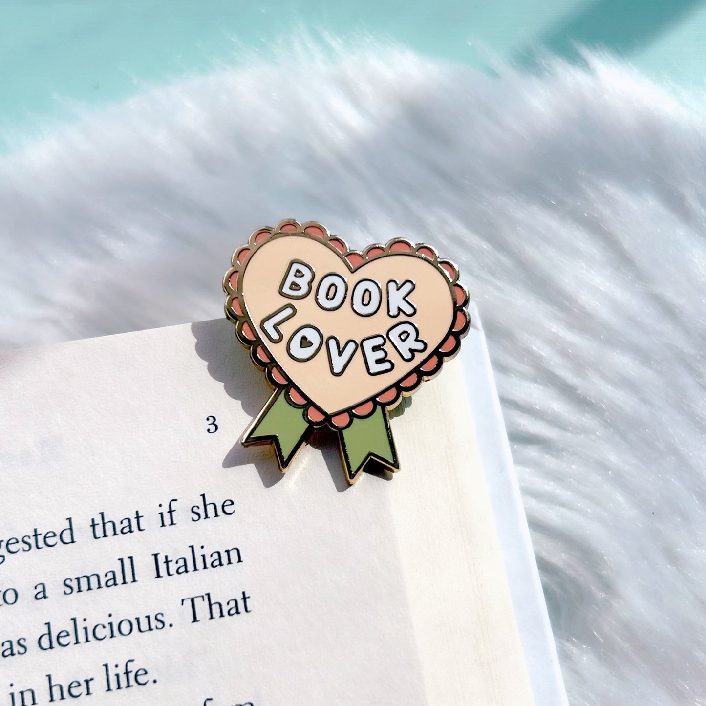 Peach Book Lover Enamel Pin