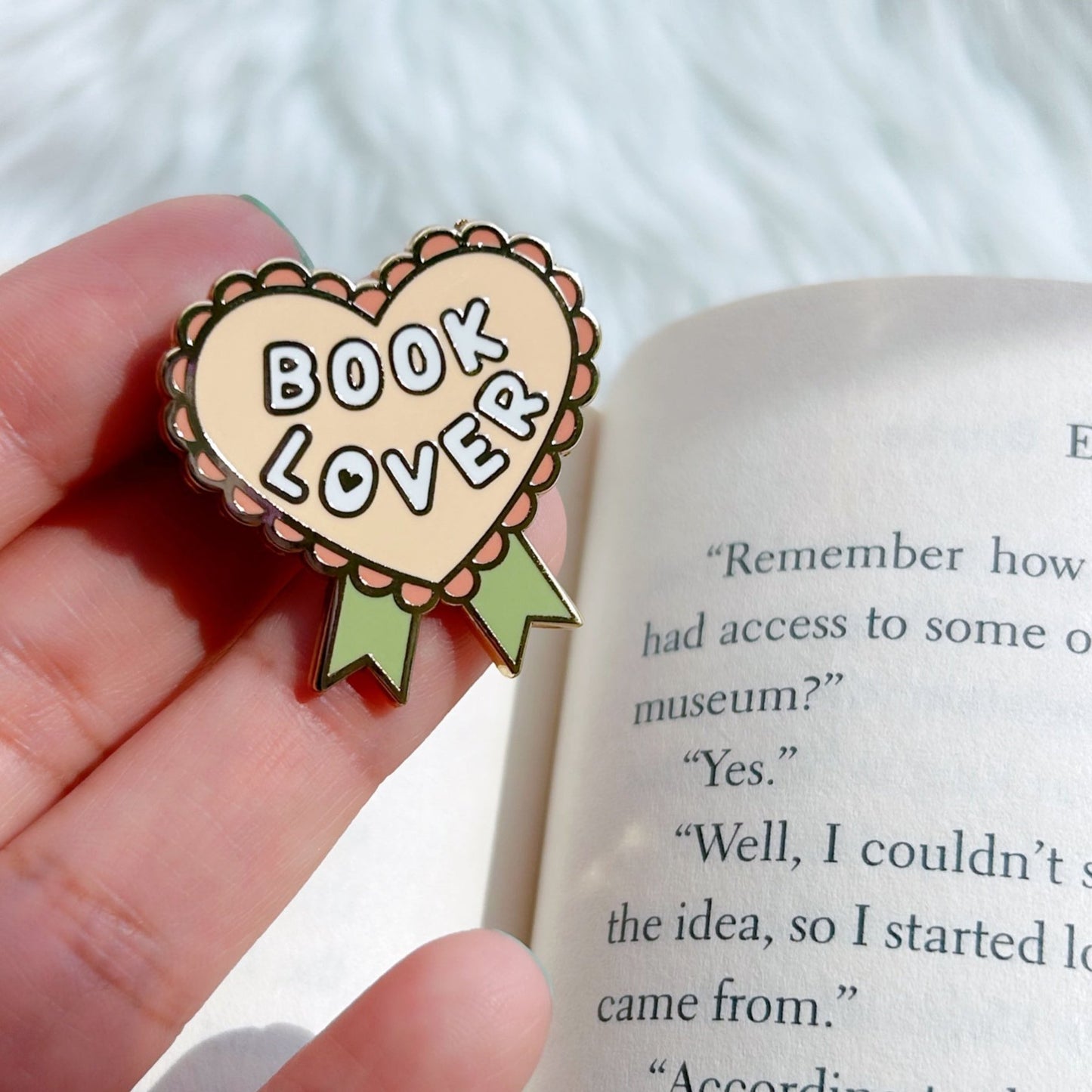 Peach Book Lover Enamel Pin