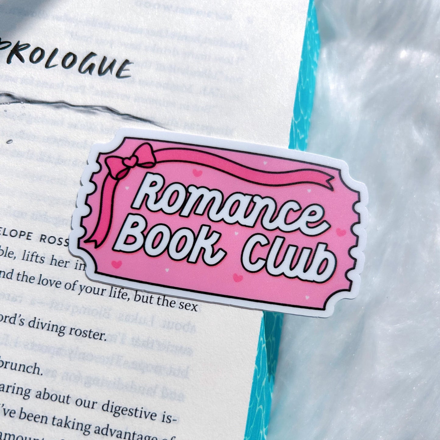 Pink Romance Bow Book Club Sticker