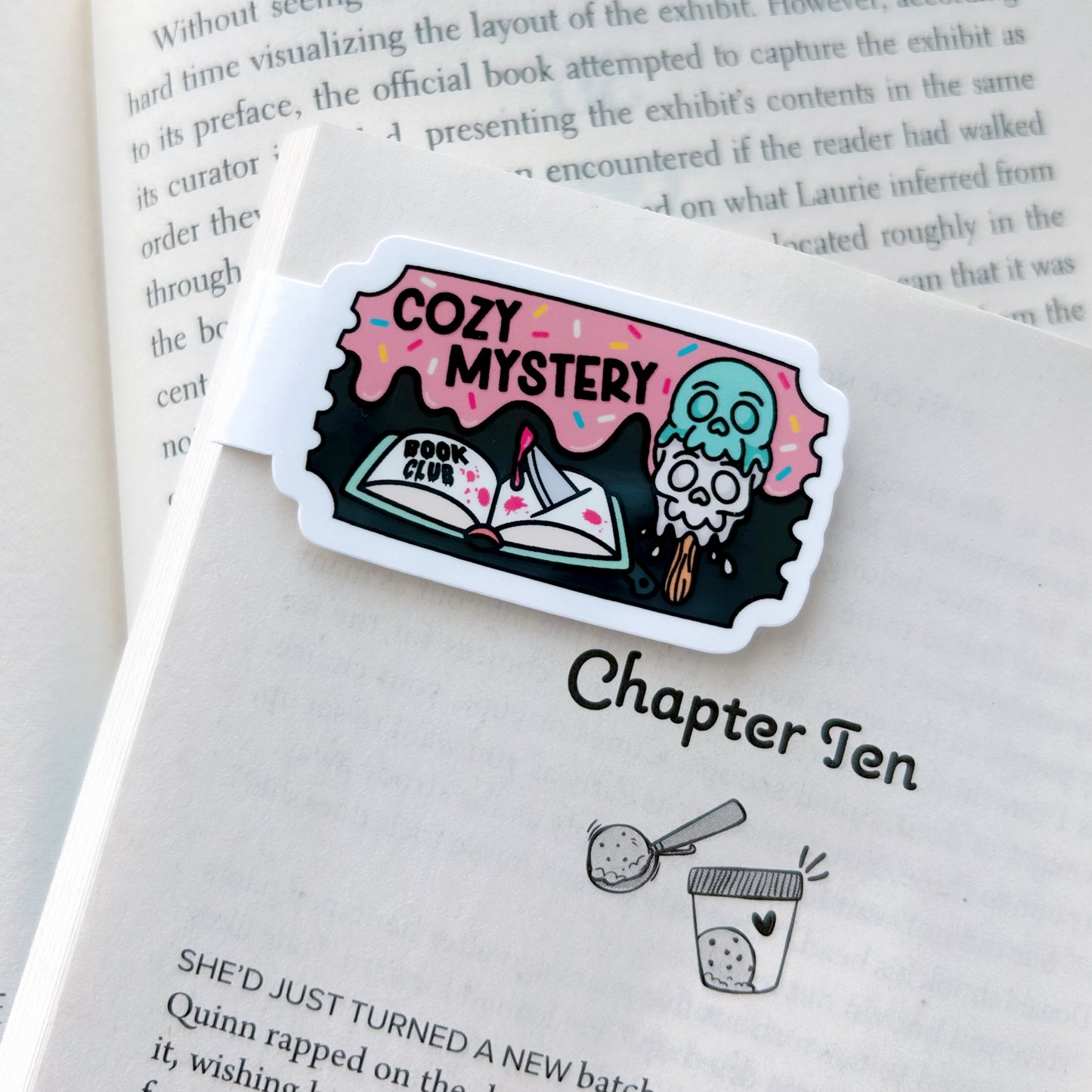 Ice Cream Cozy Mystery Book Club Magnetic Bookmark
