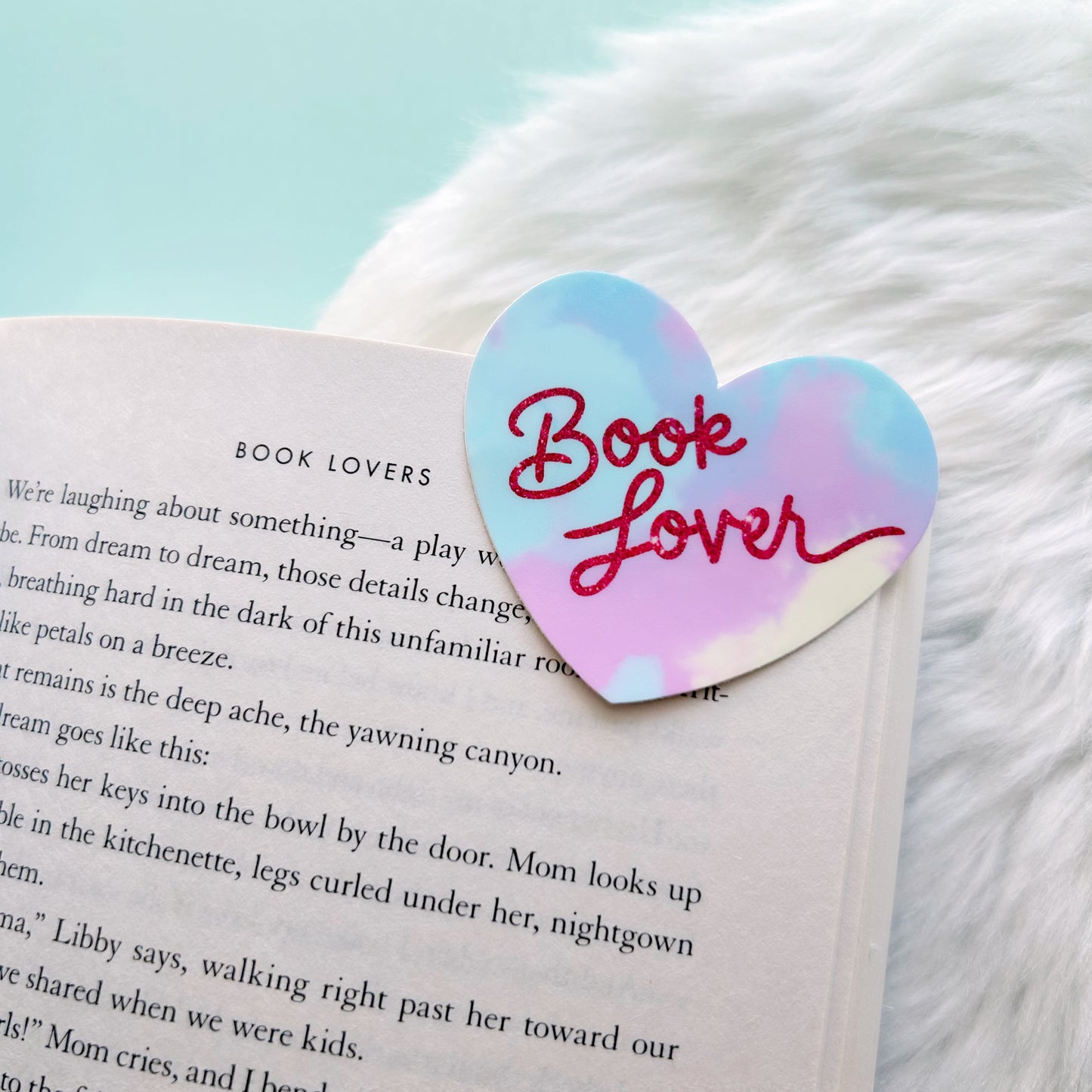 Pastel Book Lover Heart Sticker