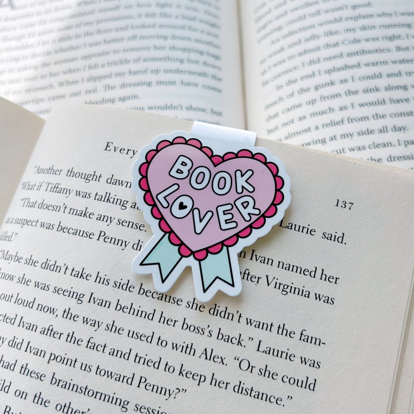 Pink Book Lover Magnetic Bookmark