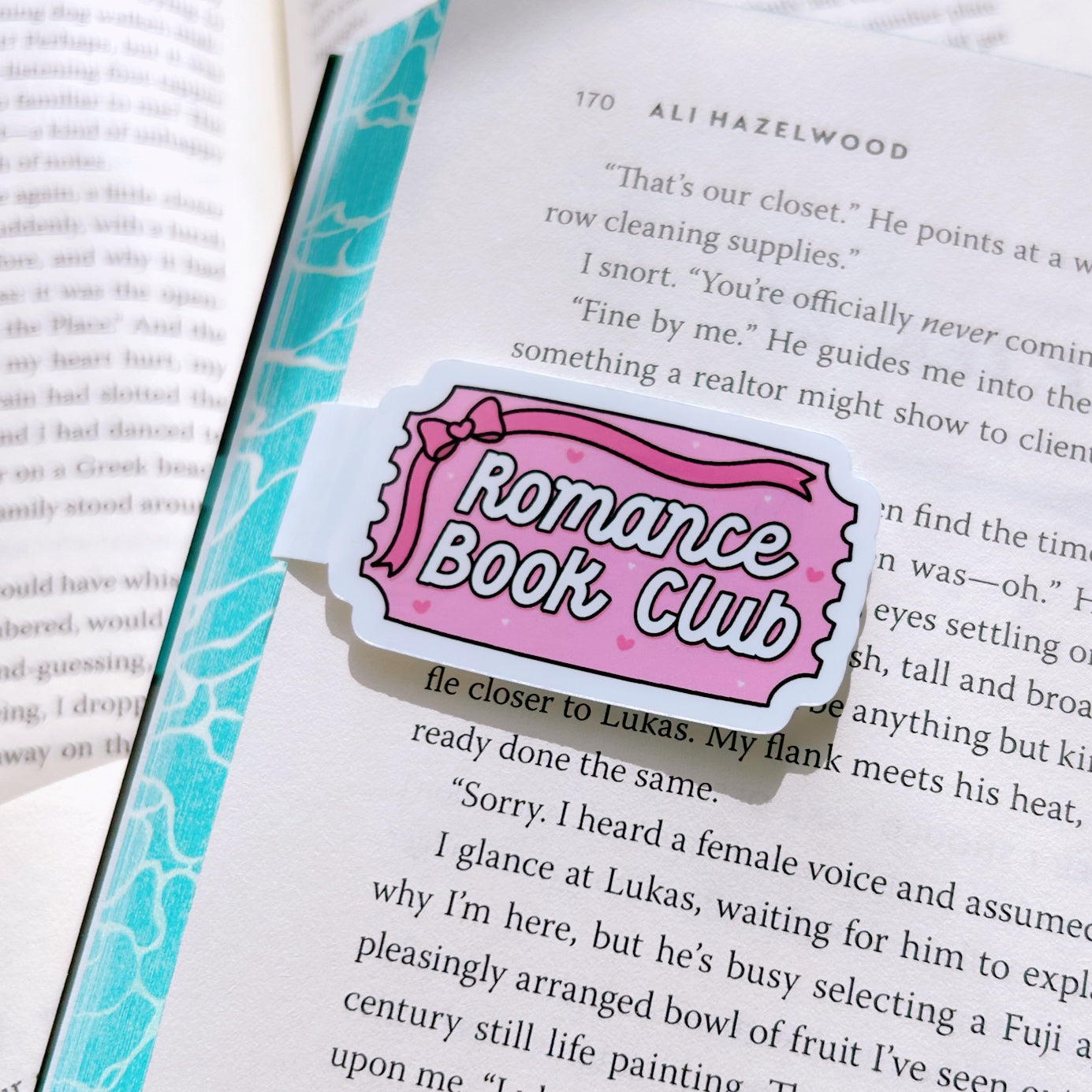 Pink Bow Romance Book Club Magnetic Bookmark