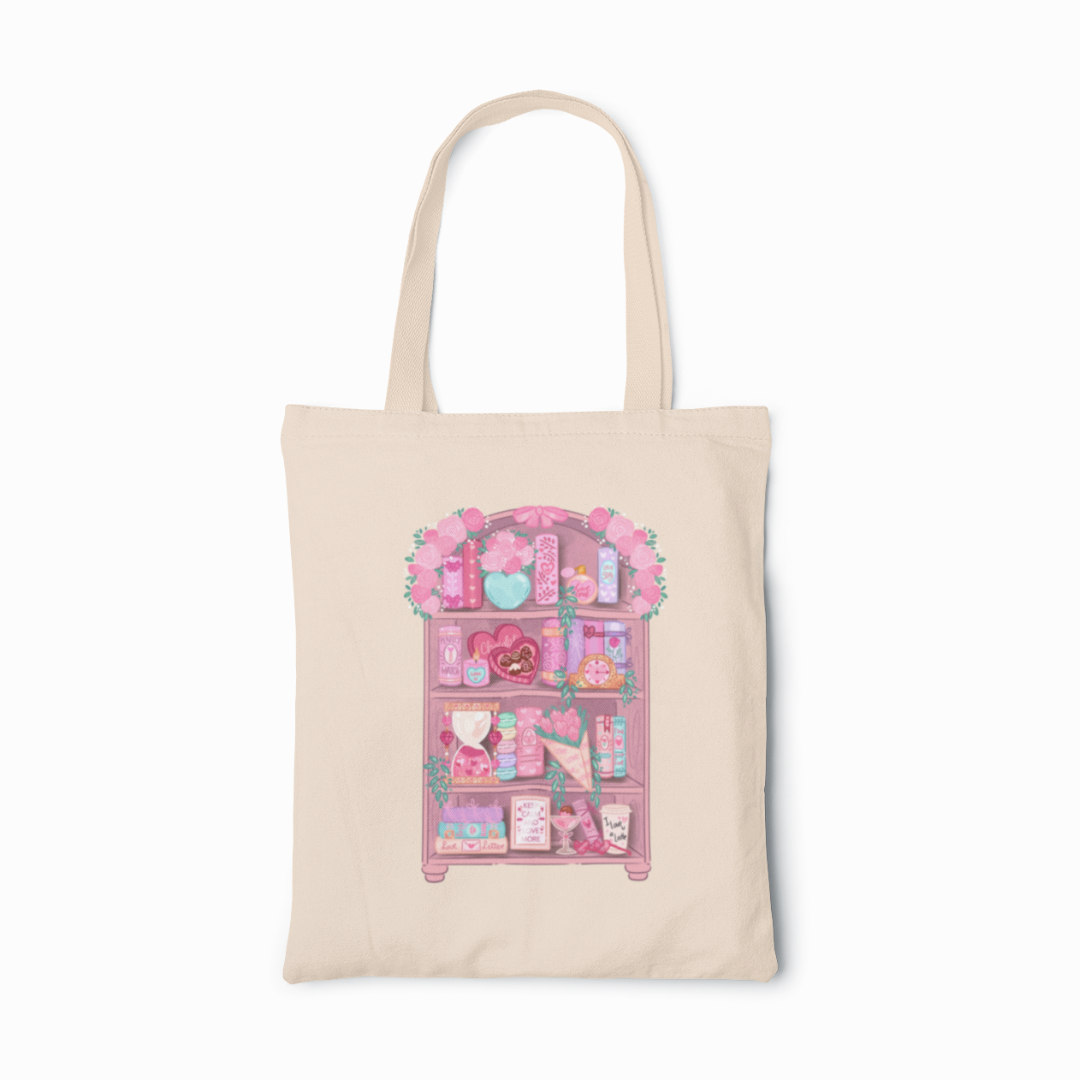 Romance Bookshelf Tote Bag