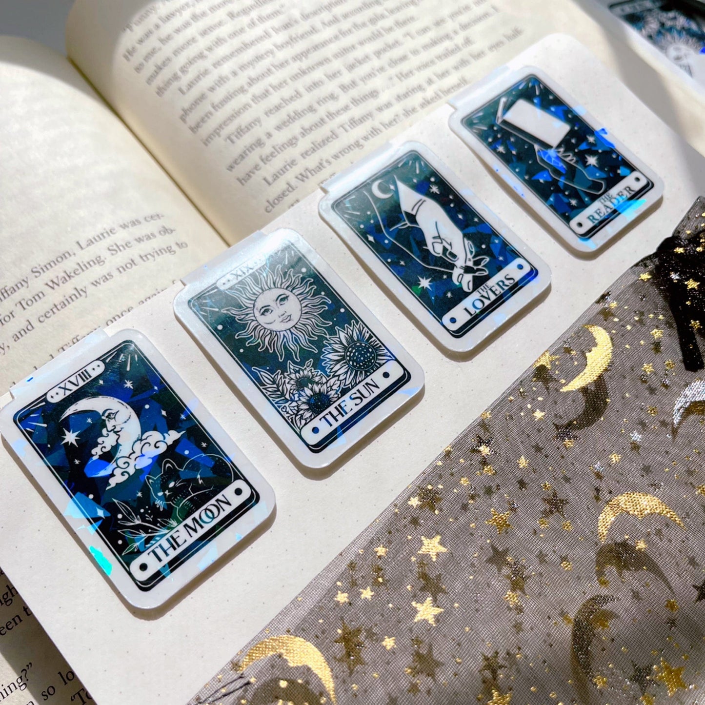 Holographic Tarot Card 4 Piece Magnetic Bookmark Set Bundle