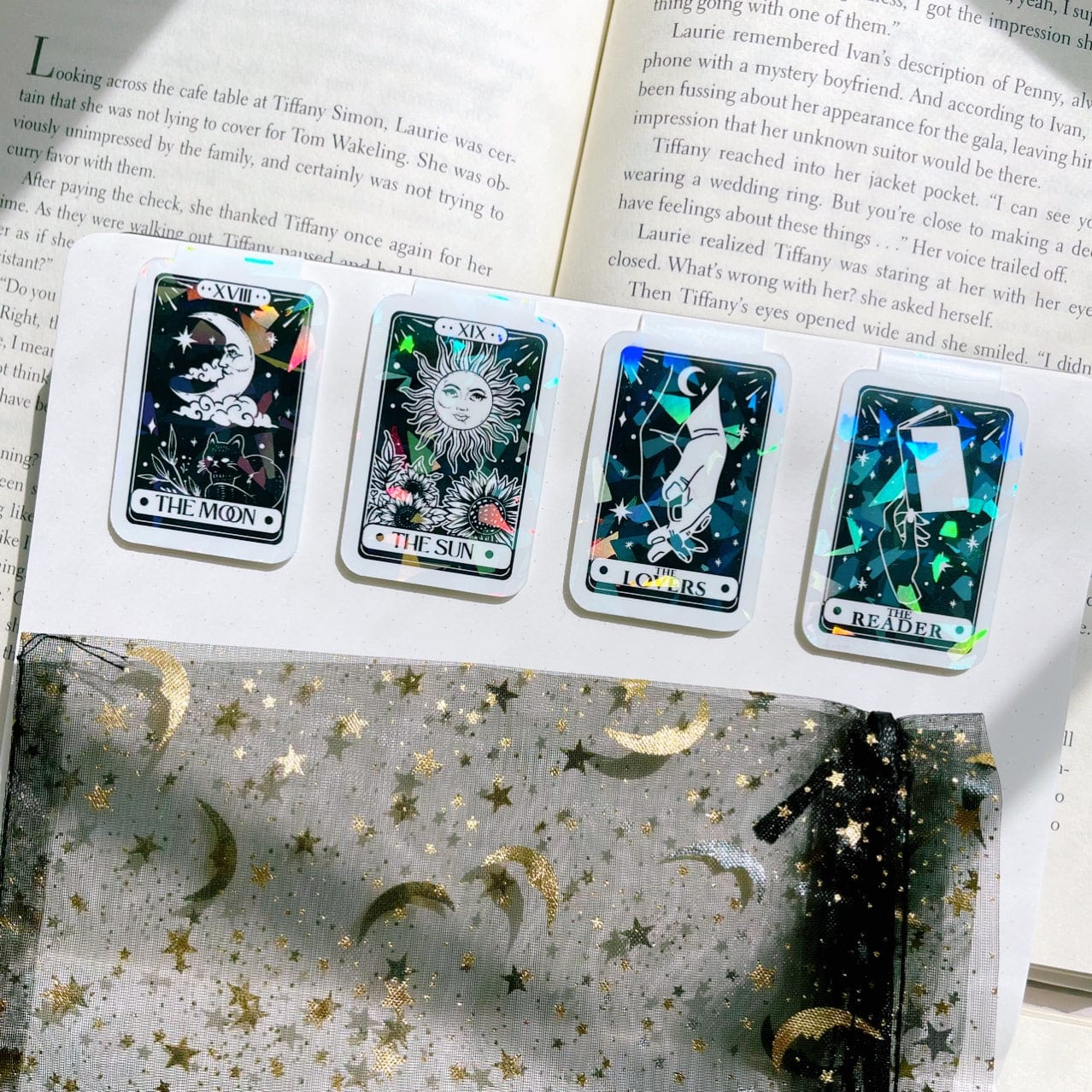 Holographic Tarot Card 4 Piece Magnetic Bookmark Set Bundle