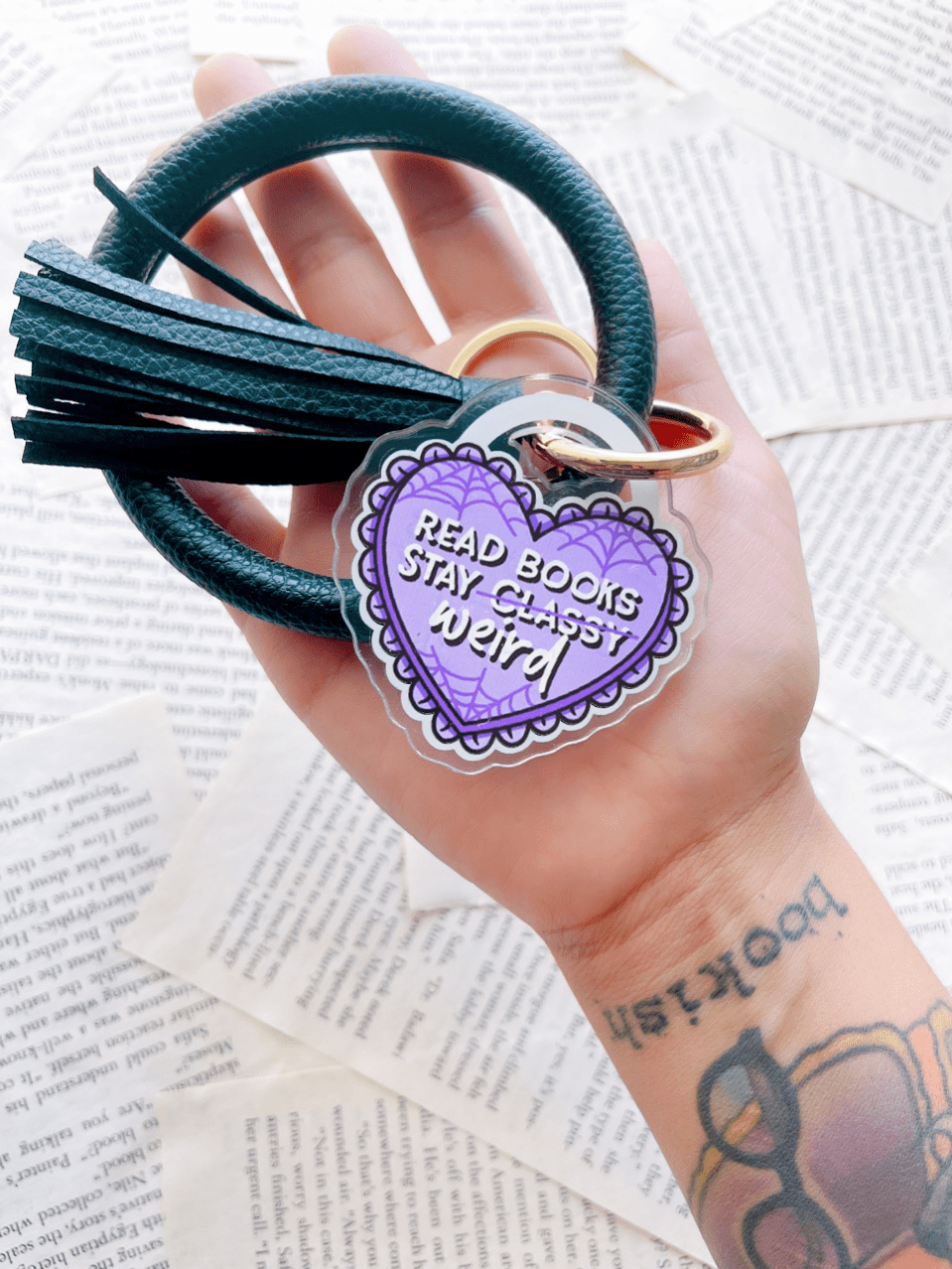 Read Books Stay Weird Keychain Bangle