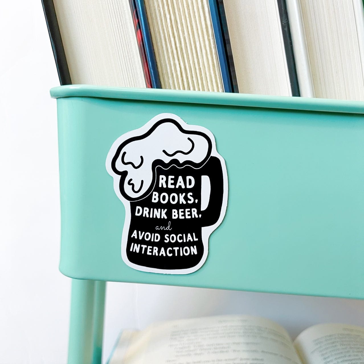 Read Books Drink Beer Book Cart Magnet