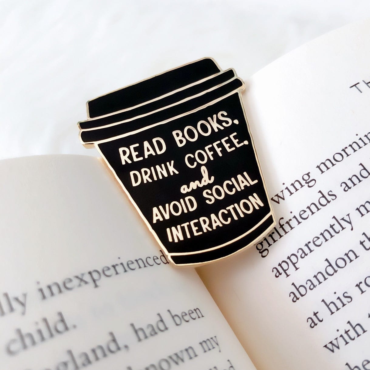 Read Books and Drink Coffee To-Go Cup Enamel Pin