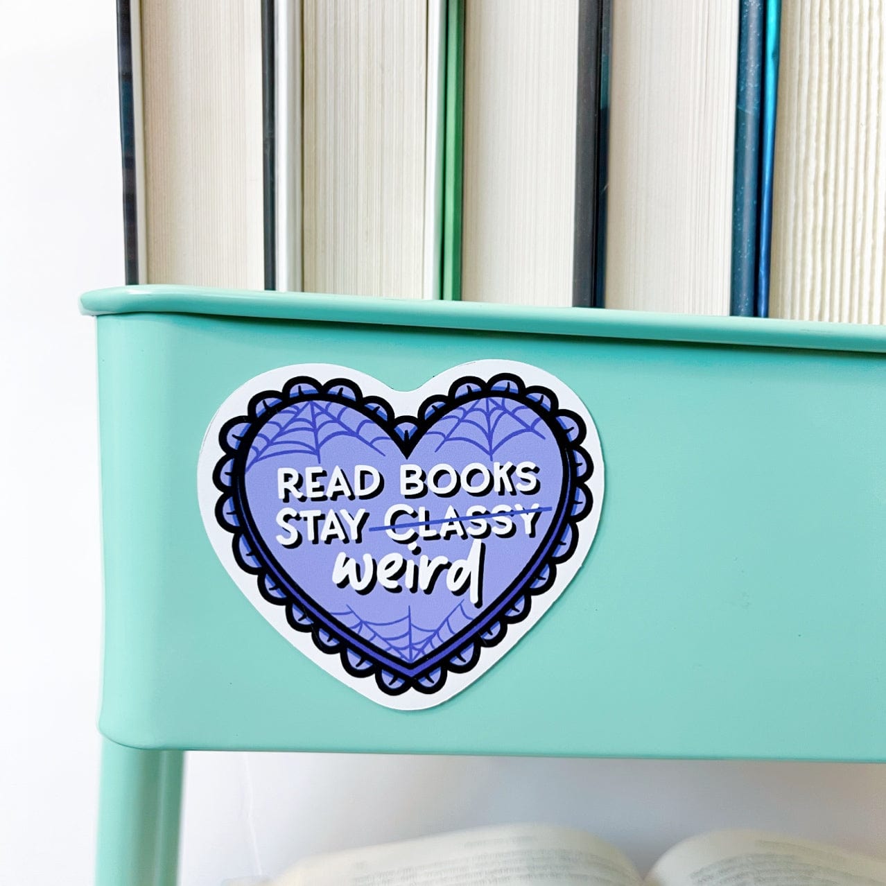 Purple Read Books Stay Weird Book Cart Magnet