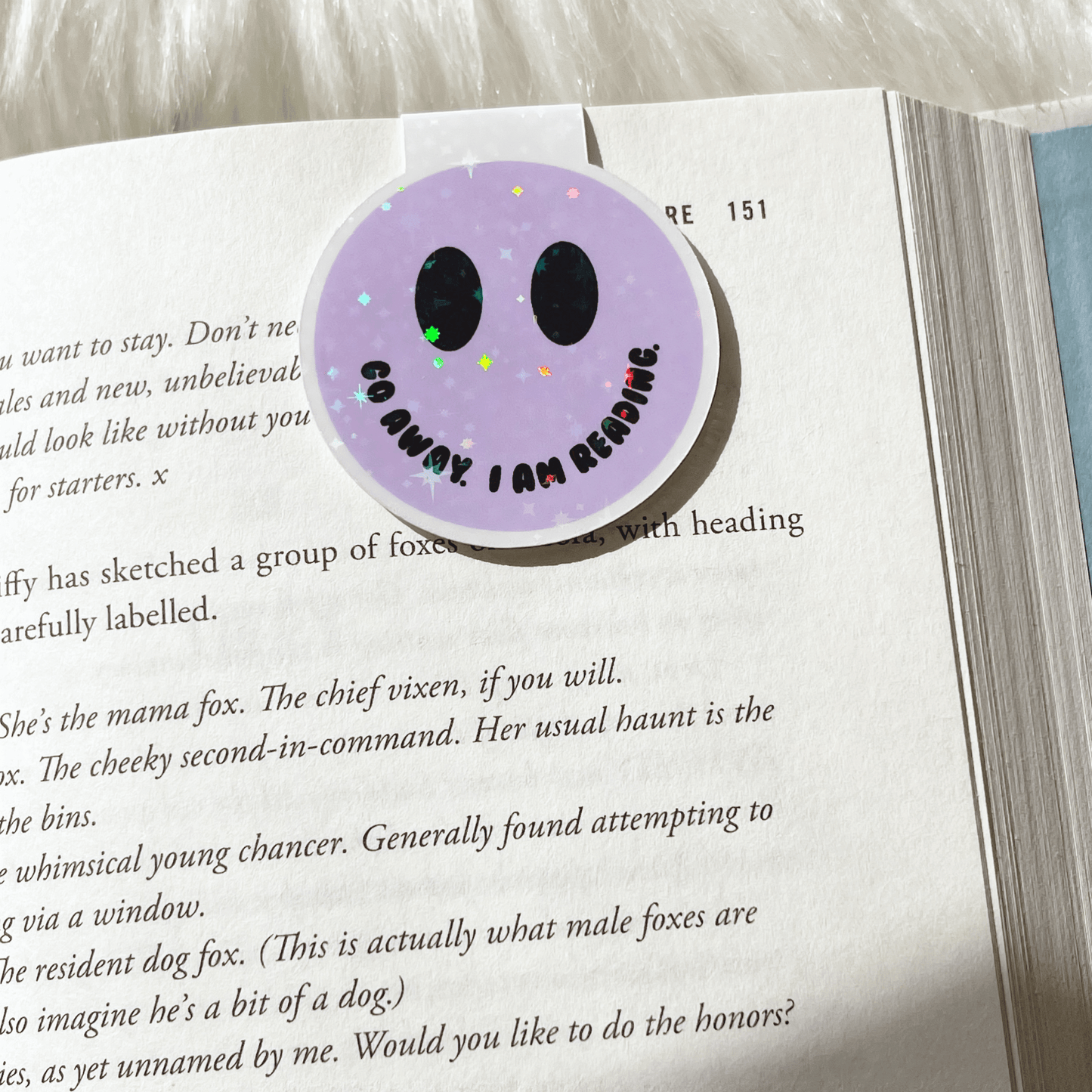 Go Away I Am Reading Smile Sparkle Magnetic Bookmark