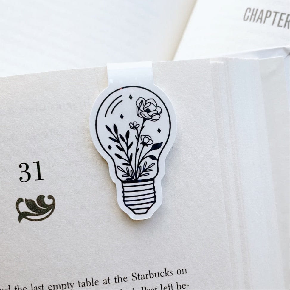 Floral Lightbulb Sparkle Magnetic Bookmark