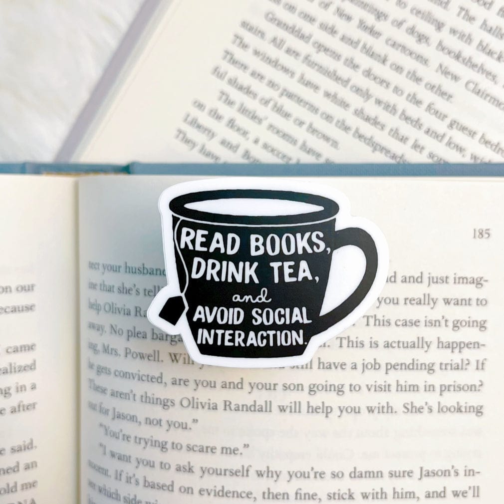 Mini Read Books Drink Tea Sticker