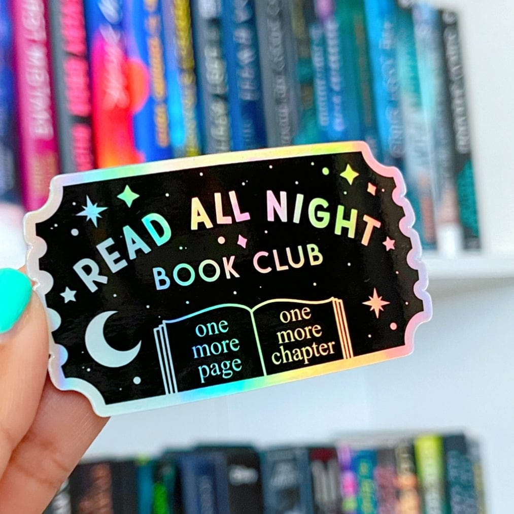 Holographic Read All Night Book Club Sticker