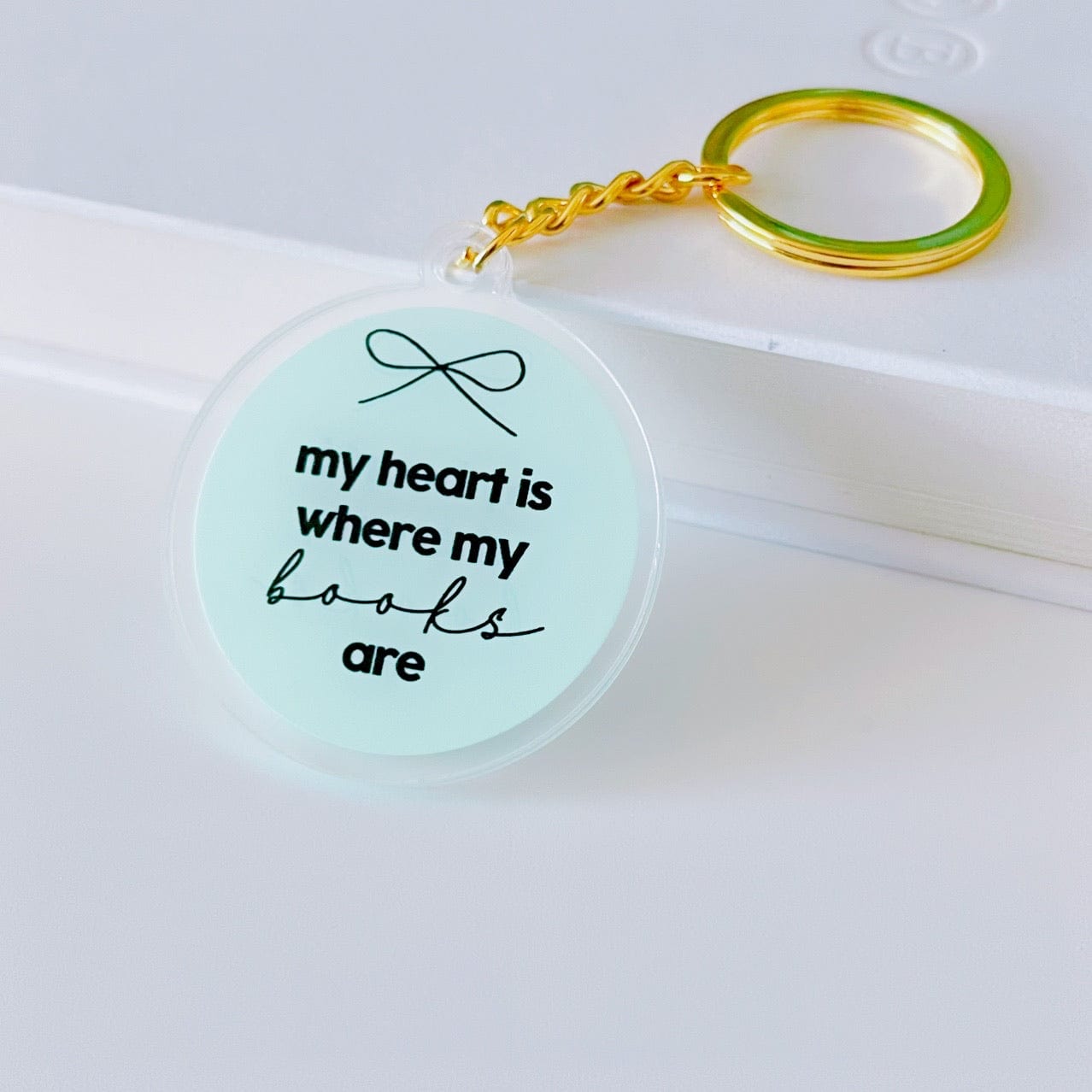 My Heart is Where My Books Are Keychain
