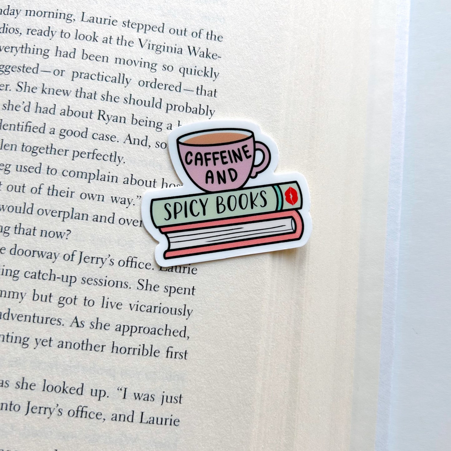 Caffeine and Spicy Books Sticker