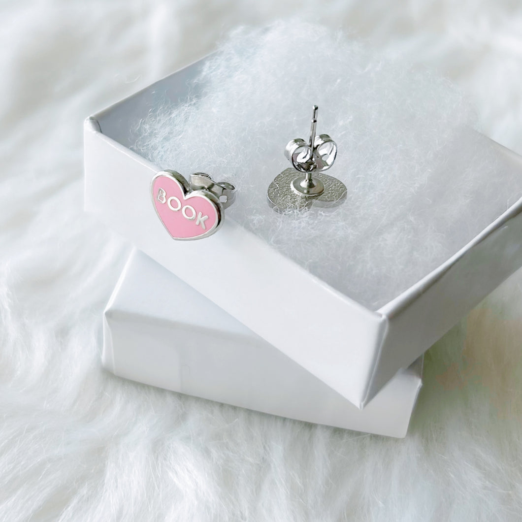 Pink Book Dragon Earrings