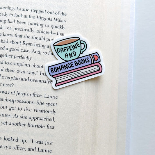 Caffeine and Romance Books Sticker