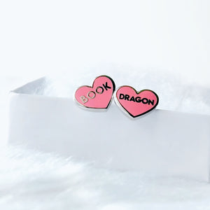 Pink Book Dragon Earrings