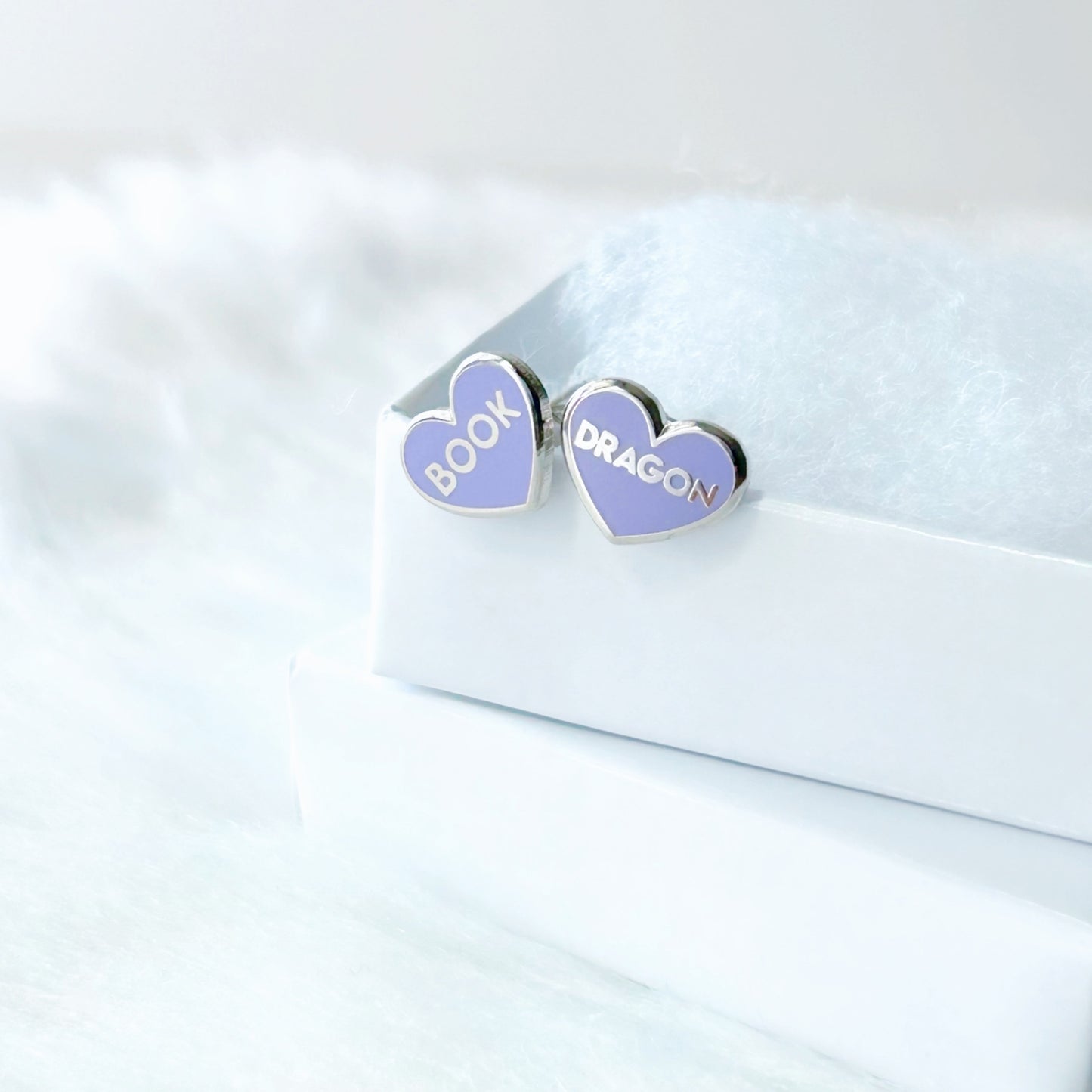Purple Book Dragon Earrings