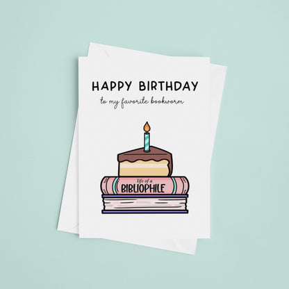 Happy Birthday Favorite Bookworm Greeting Card