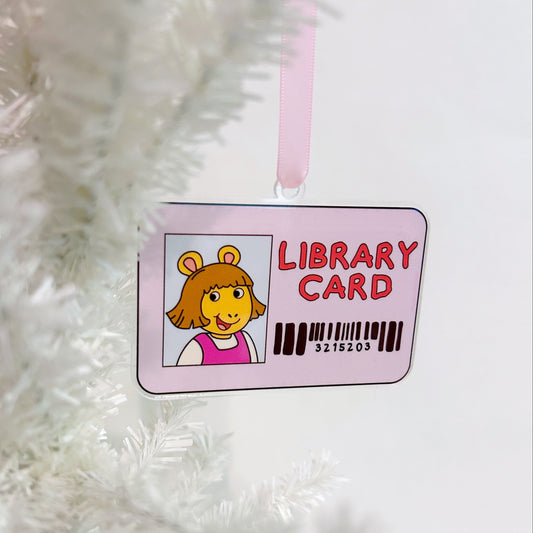 Cartoon character library card on a white background