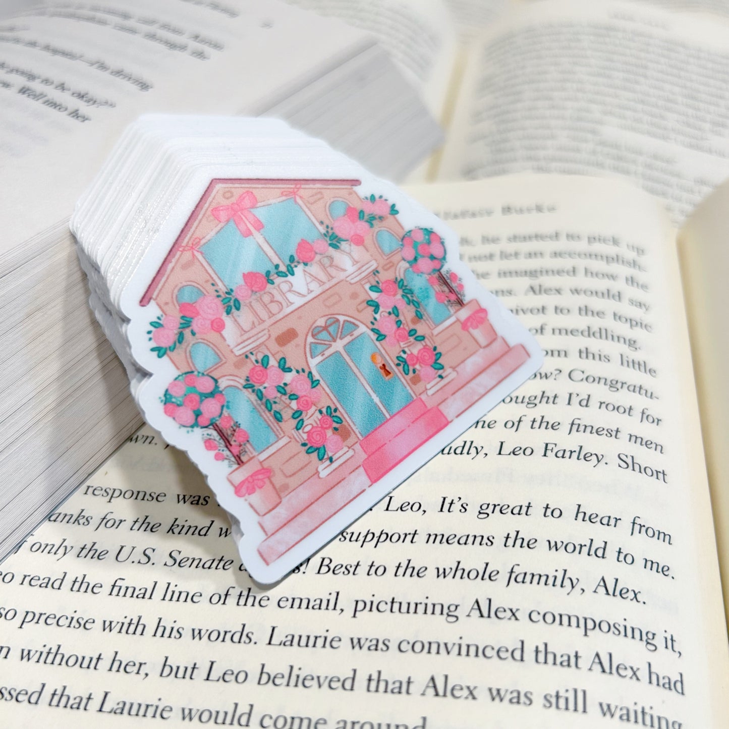 Pink Library Sticker