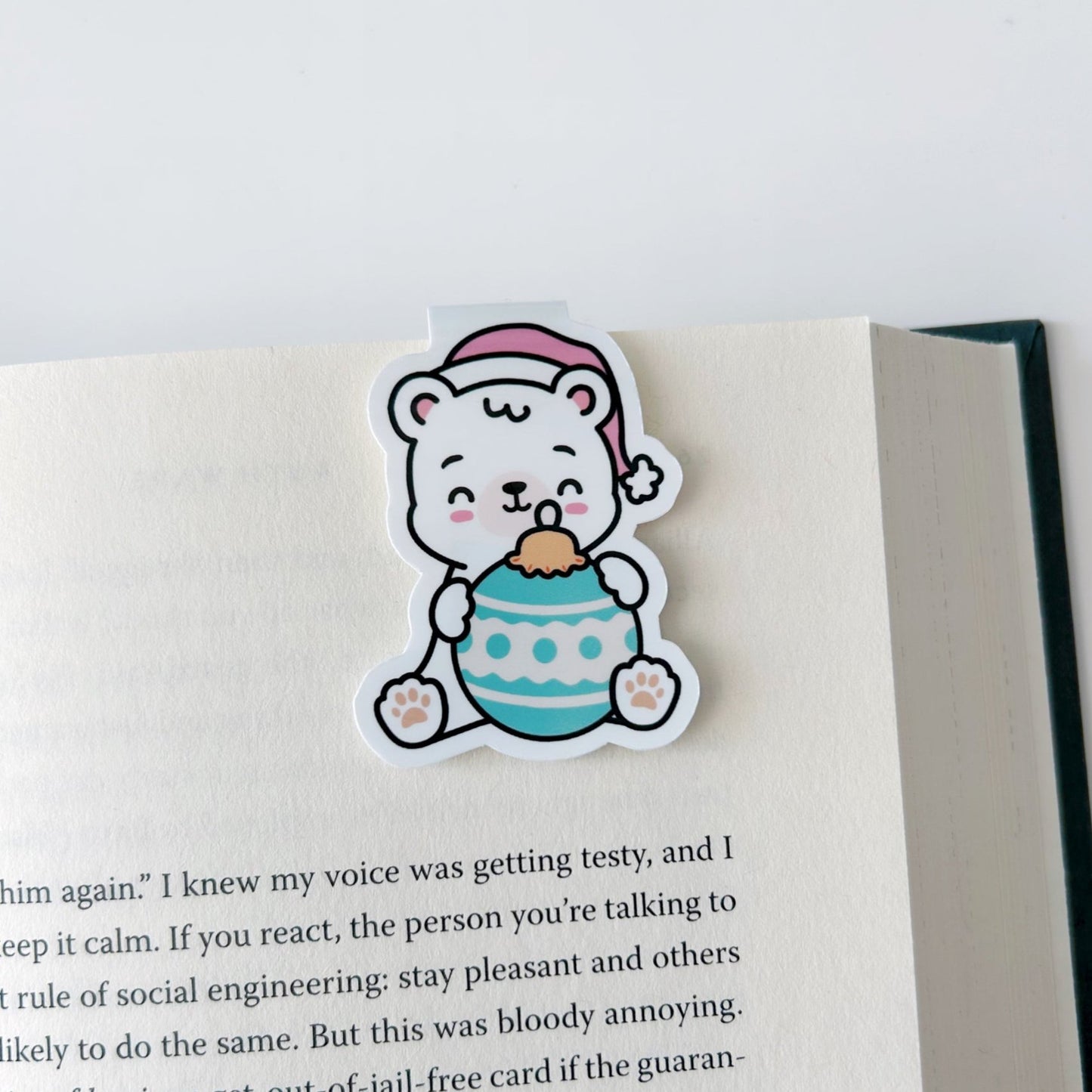 Bear With Ornament Magnetic Bookmark