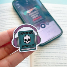 Load image into Gallery viewer, NEW Mini Skull Audiobook Enthusiast Sticker
