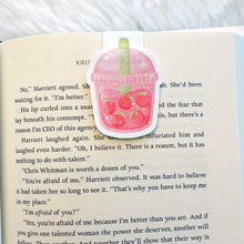Load image into Gallery viewer, Strawberries Sparkle Boba Magnetic Bookmark
