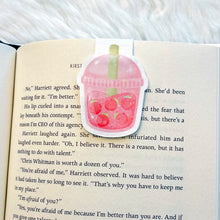 Load image into Gallery viewer, Strawberries Sparkle Boba Magnetic Bookmark
