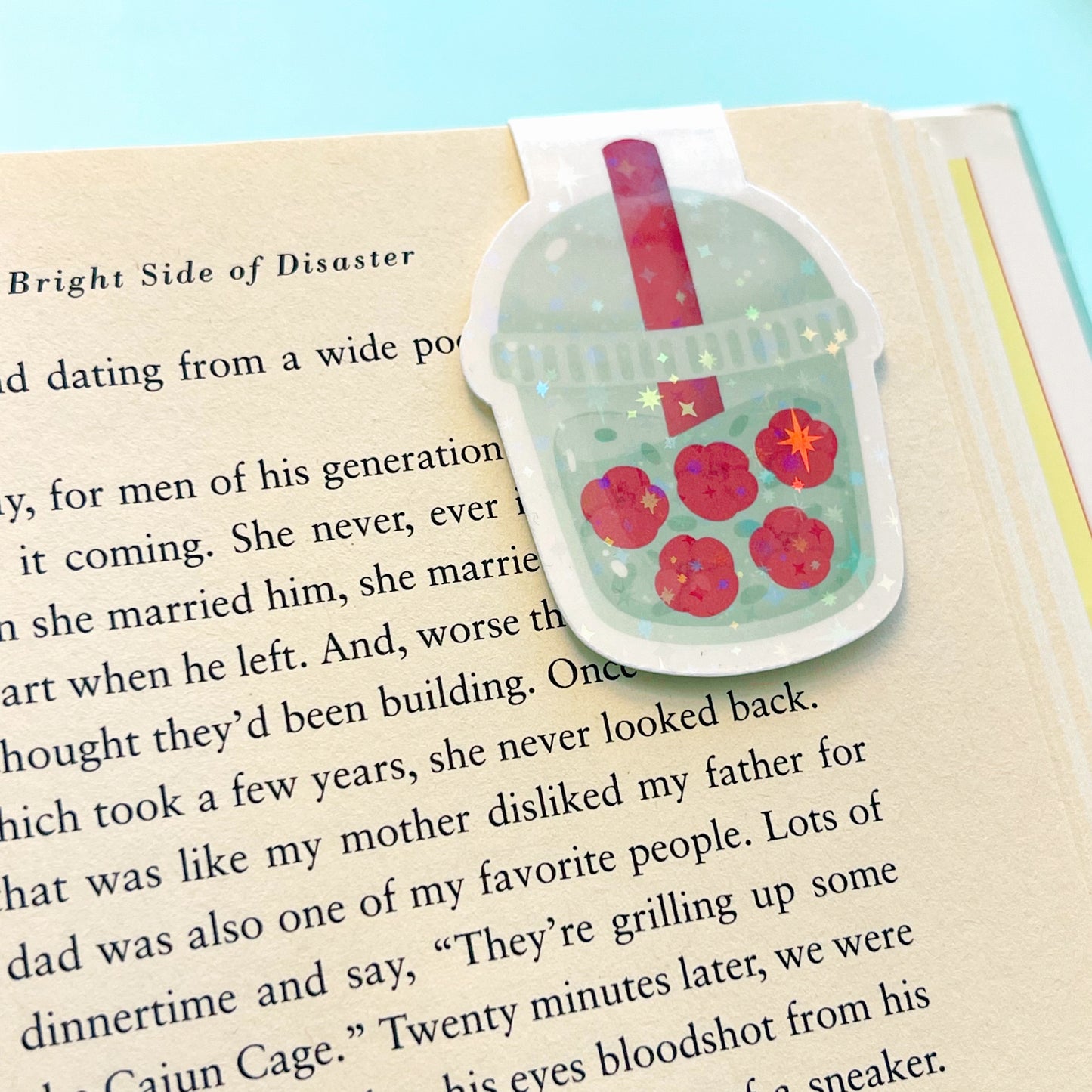 Roses Sparkle Boba Magnetic Bookmark