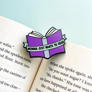 Purple Momma Just Wants To Read Enamel Pin