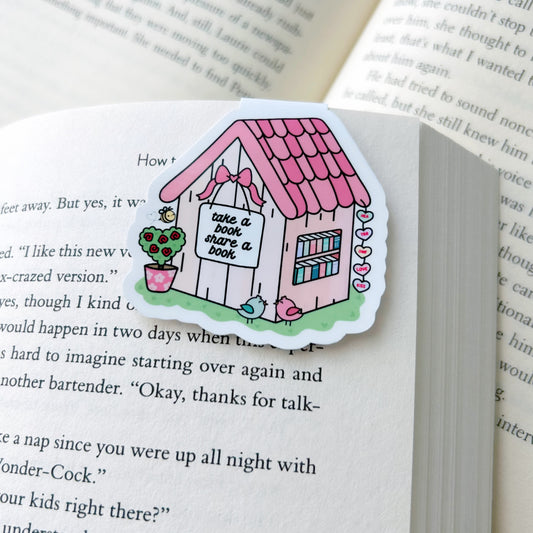 Pink Take a Book Share a Book Little Library Magnetic Bookmark