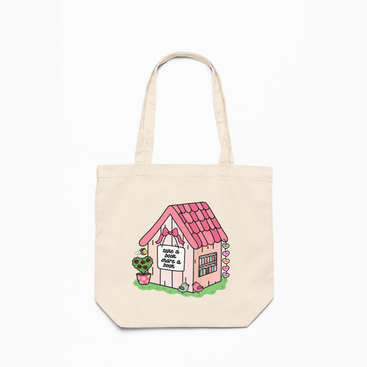 Pink Little Library Canvas Tote Bag