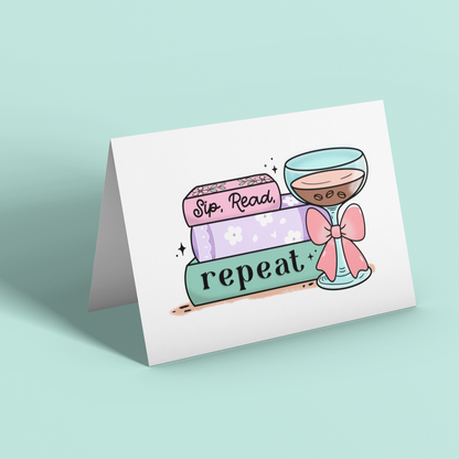 Sip, Read, Repeat Greeting Card