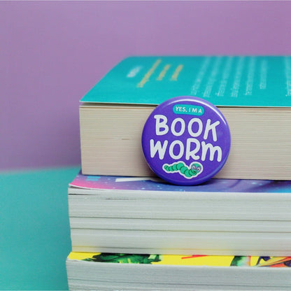 Bookworm Pin Button