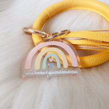 Load image into Gallery viewer, Yellow Read Books and Spread Kindness Keychain Bangle
