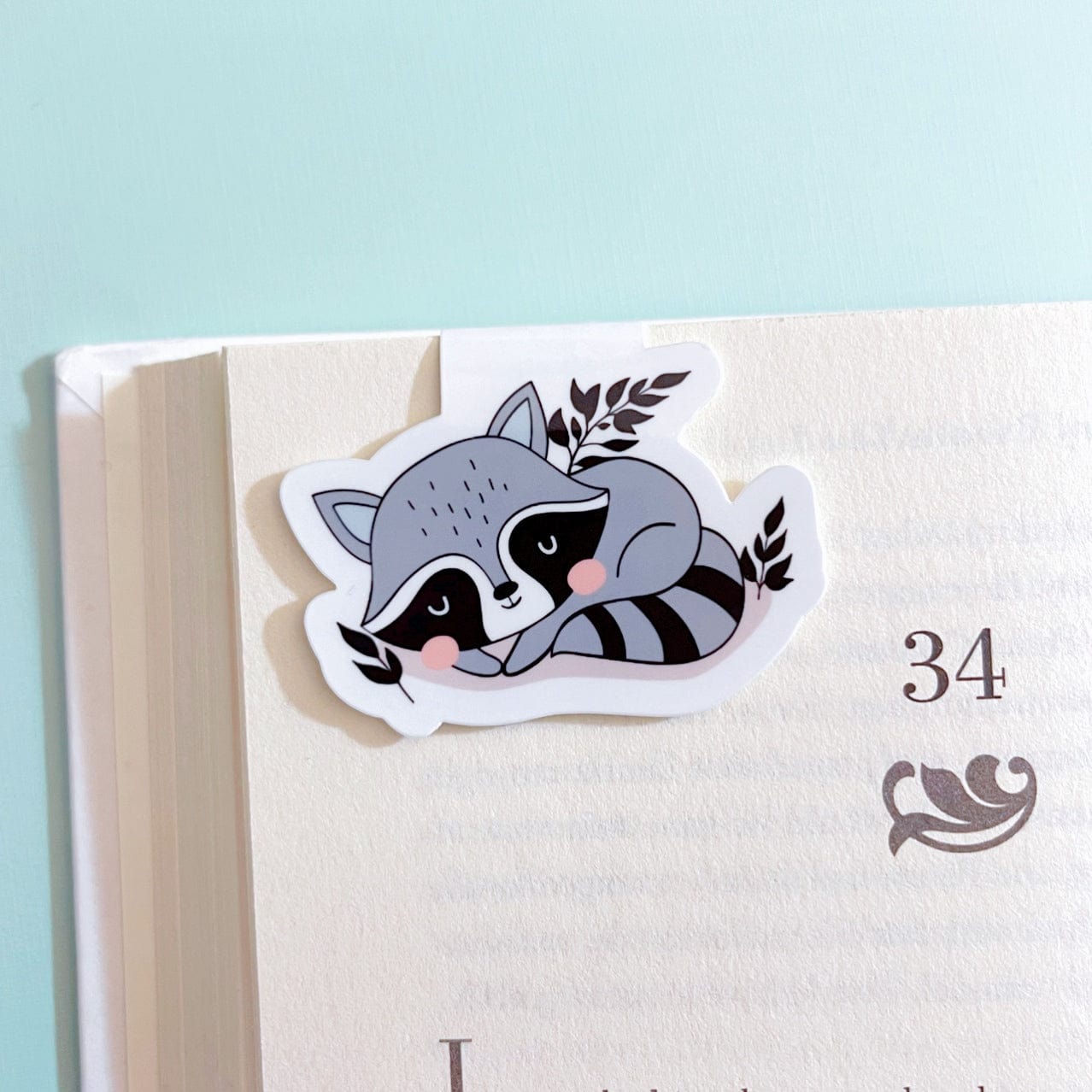 Sleeping Raccoon Magnetic Bookmark