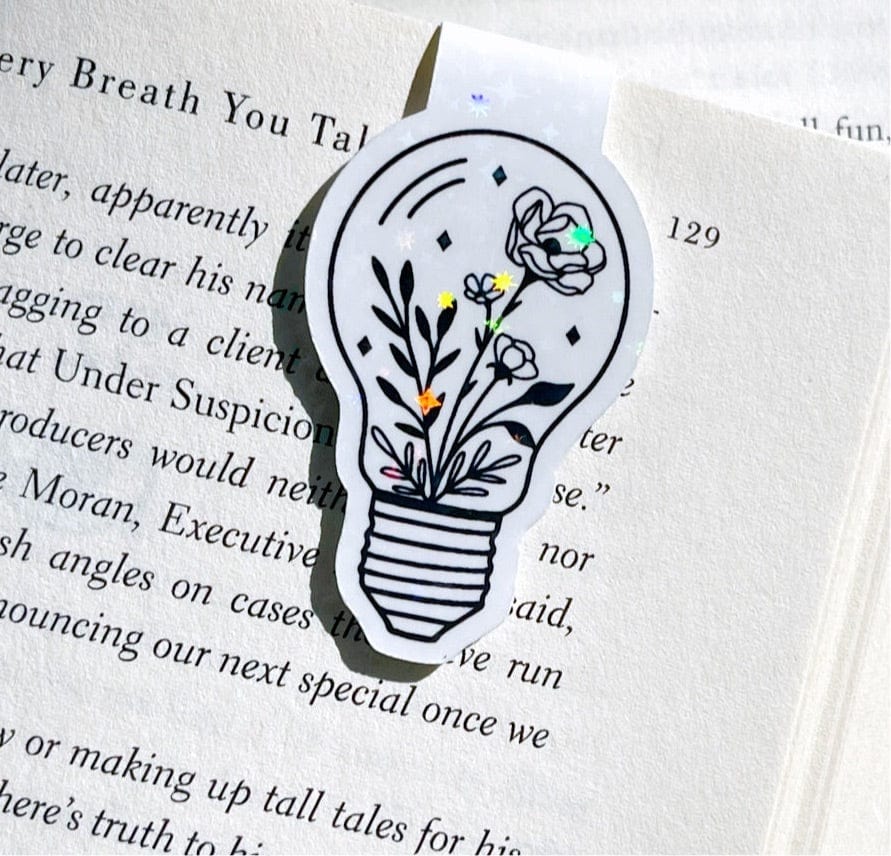 Floral Lightbulb Sparkle Magnetic Bookmark