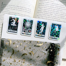Load image into Gallery viewer, Holographic Tarot Card 4 Piece Magnetic Bookmark Set Bundle
