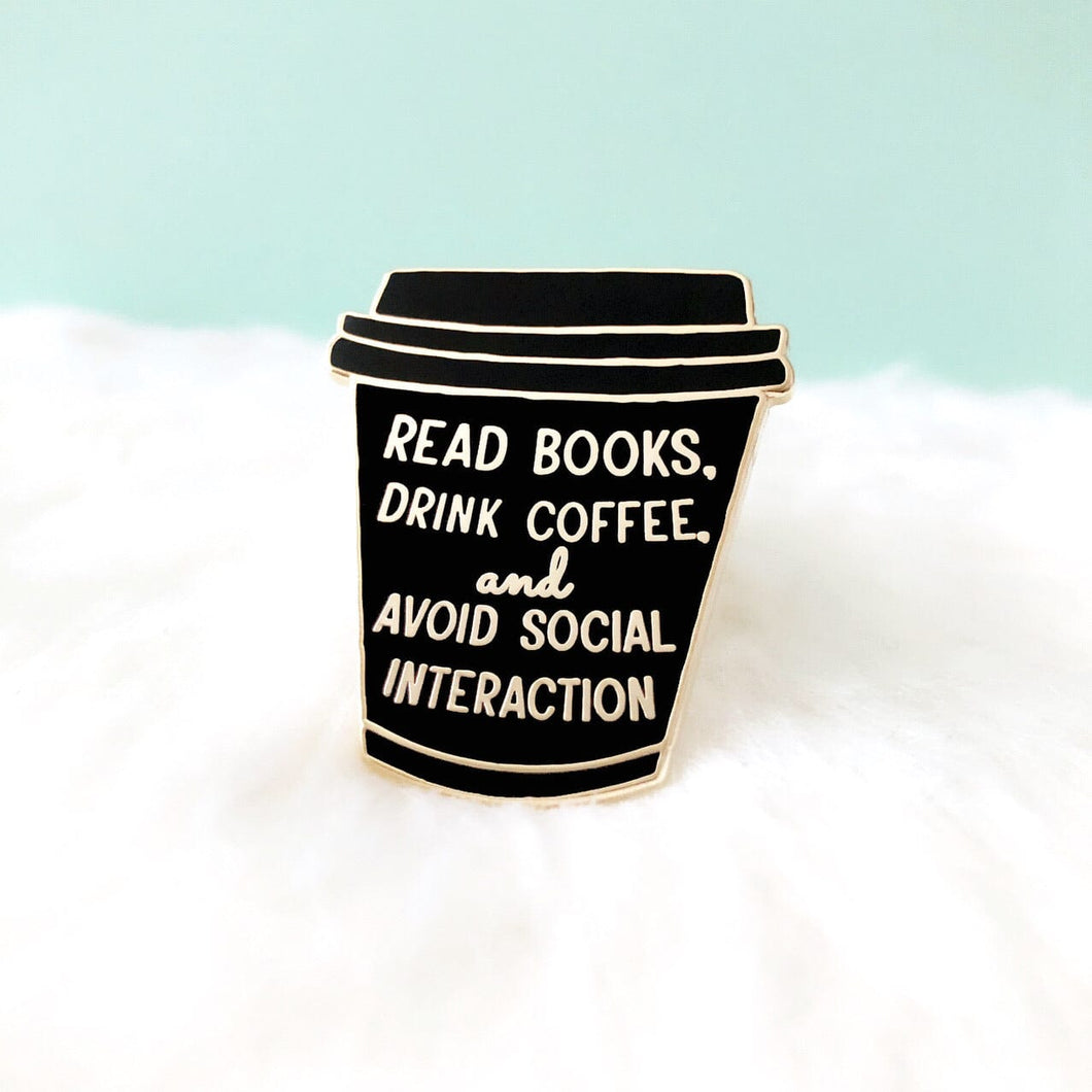Read Books and Drink Coffee To-Go Cup Enamel Pin