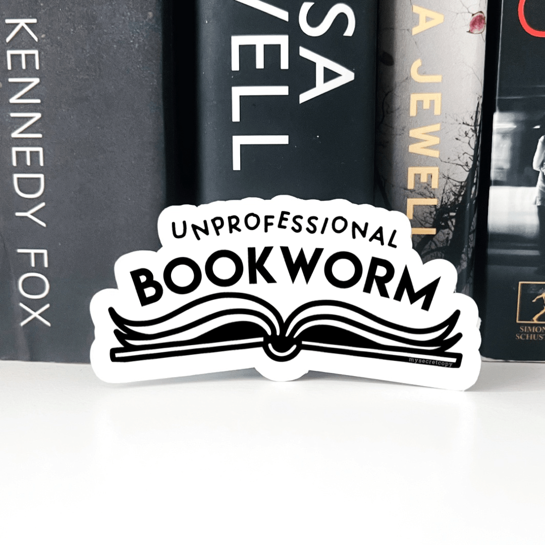 Black Unprofessional Bookworm Sticker