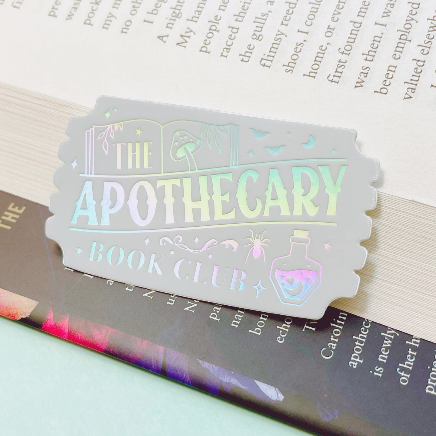 White Holographic The Apothecary Book Club Sticker