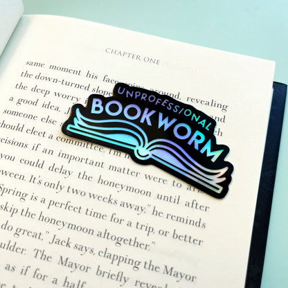 Holographic Unprofessional Bookworm Sticker